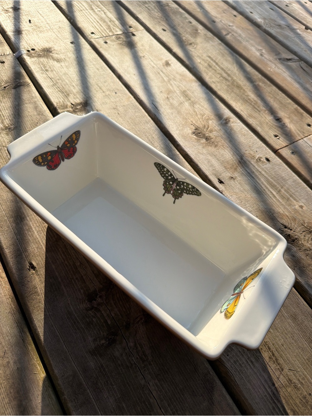 Portmeirion Botanic Garden Harmony Large Loaf Pan 11" Butterfly T2103